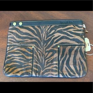 NWT Vaan & Co Tiger Upcycled Leather Clutch Bag